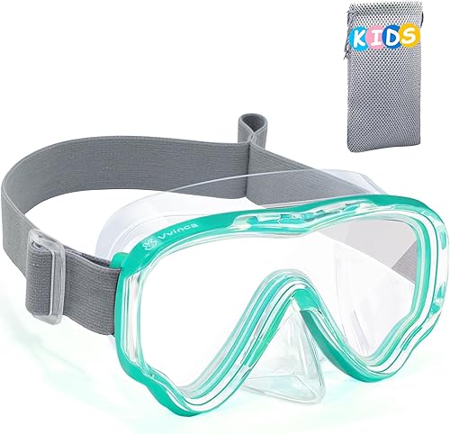 Vvinca Gafas de natación para niños con cubierta para la nariz, máscara de buceo, correa de tela elástica, antivaho y antiroturas para niños de 3 a