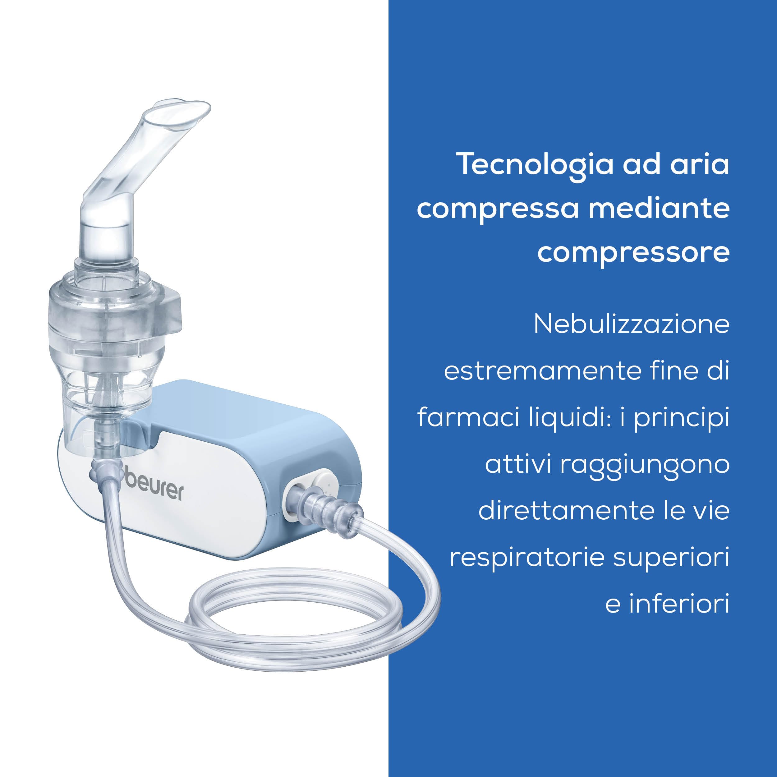 Beurer IH 60 Aerosol Portatile a Microcompressore con Batteria al Litio Ricaricabile, Compatto, Leggero e Silenzioso, Ideale in Viaggio, Inalazione Rapida circa 0.25 ml/min
