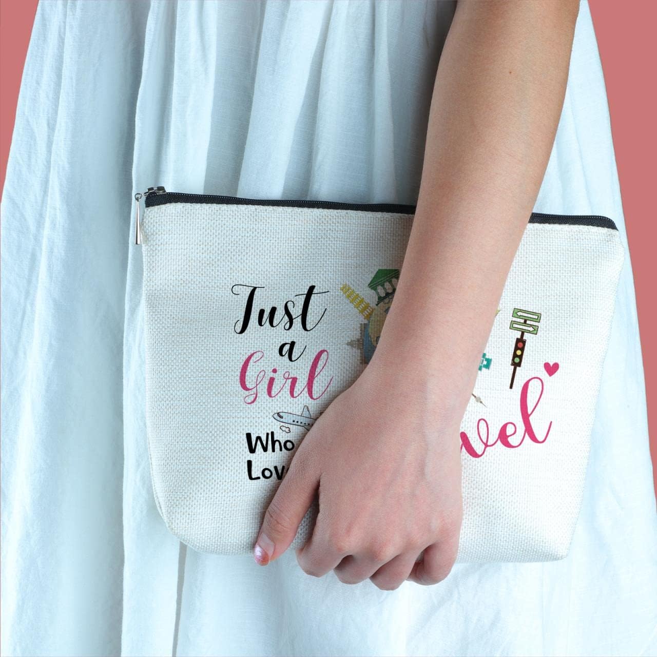 Travel Lover Gifts Zipper Makeup Bag - Travel Cosmetic Bag for Women, Best Friends, Sister - Unique Birthday Gifts - Image 2