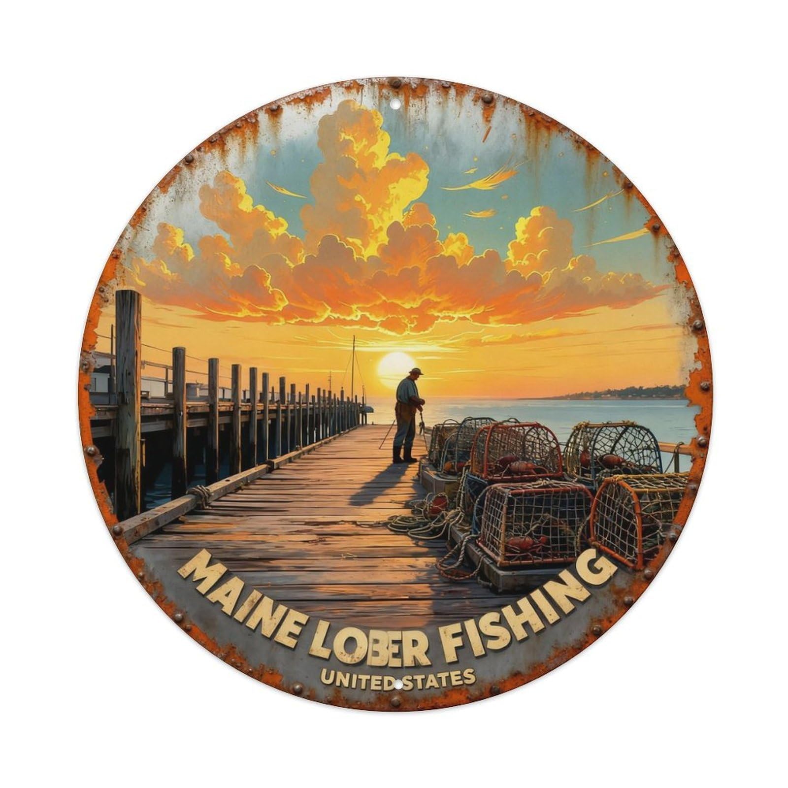 MAINE LOBSTER FISHING Metal Tin Sign Plaque