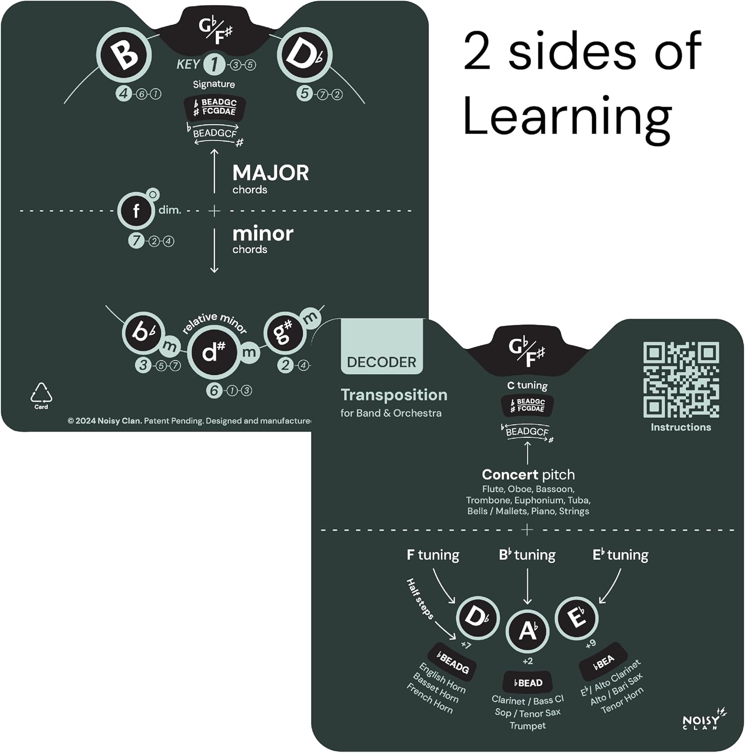 Decoder Card Chord Wheel Tool - For All School Band & Orchestra | All-in-One Music Theory Aid with Clear eBook Download Guide | Learn Chords, Progressions, Compositions, Transposition