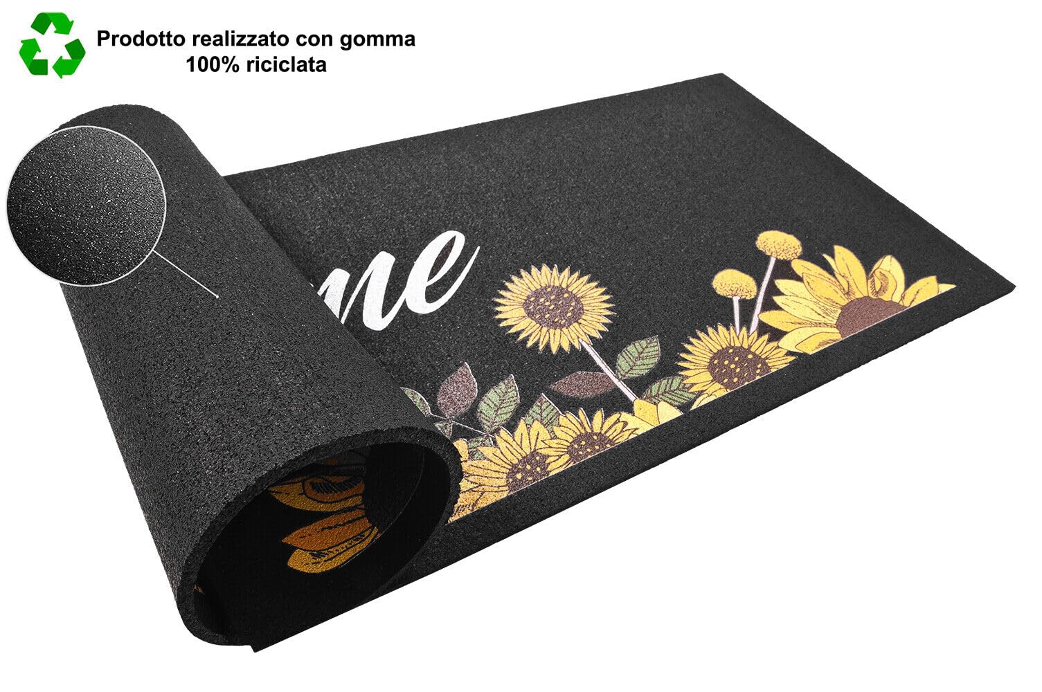Zerbino In Gomma Riciclata 25x60 Cm - Tappetino Antiscivolo Per Ingresso, Made In Italy - Foto 12
