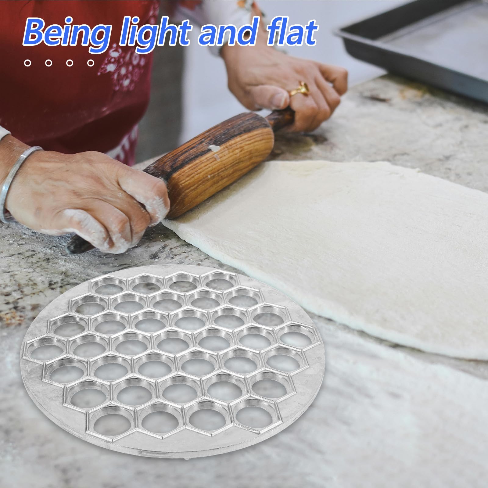 ULTECHNOVO Stampo per Gnocchi in Lega Alluminio Utensile per 37 Ravioli Contemporanei Leggero e Facile da Pulire per Cucina Domestica e Ristoranti Design Compatto per Riporre e Appendere