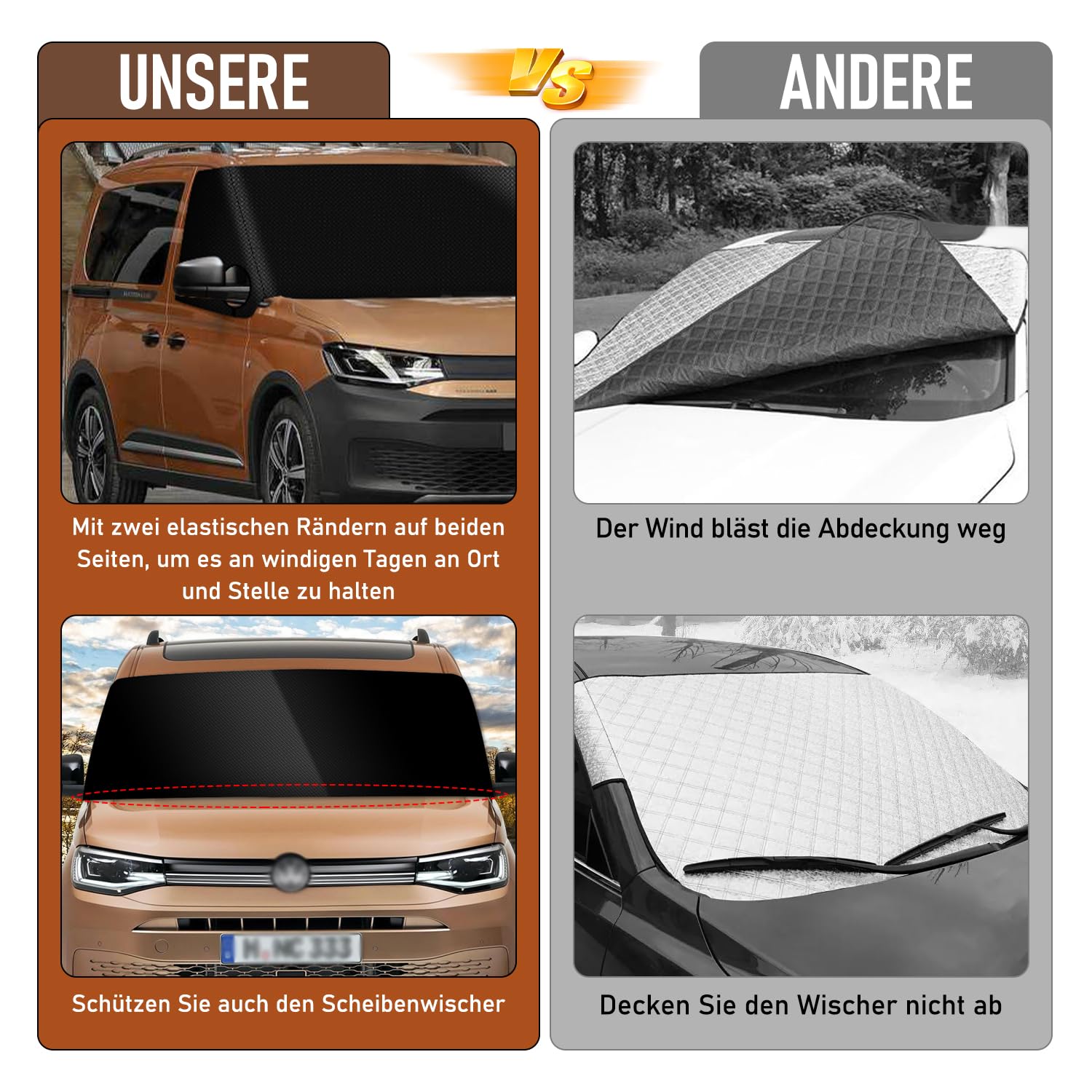 axEarn für VW T4 Auto Windschutzscheiben Abdeckung, 600D Wasserdicht