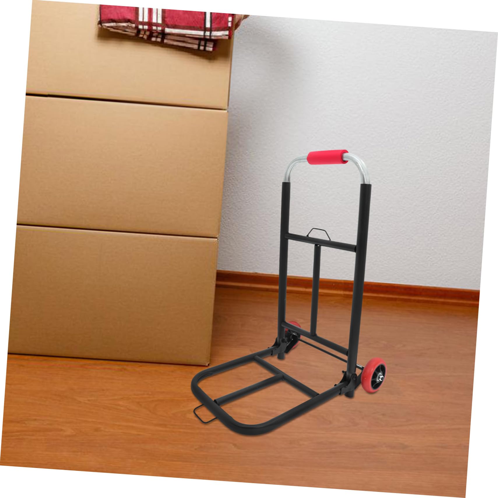 Carrello Pieghevole Portavaligie Nero in Ferro e Pu 35 Kg | Manico Regolabile, Uso Versatile per Spostamenti e Acquisti, Ruote in Pu, Formato Medio