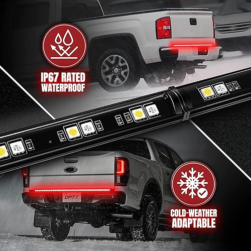 Miniatura 4 de OPT7 Barra de luz LED Redline para puerta trasera de 60 pulgadas, señal de giro de freno de marcha atrás con conector fácil para F150 15-20 todos