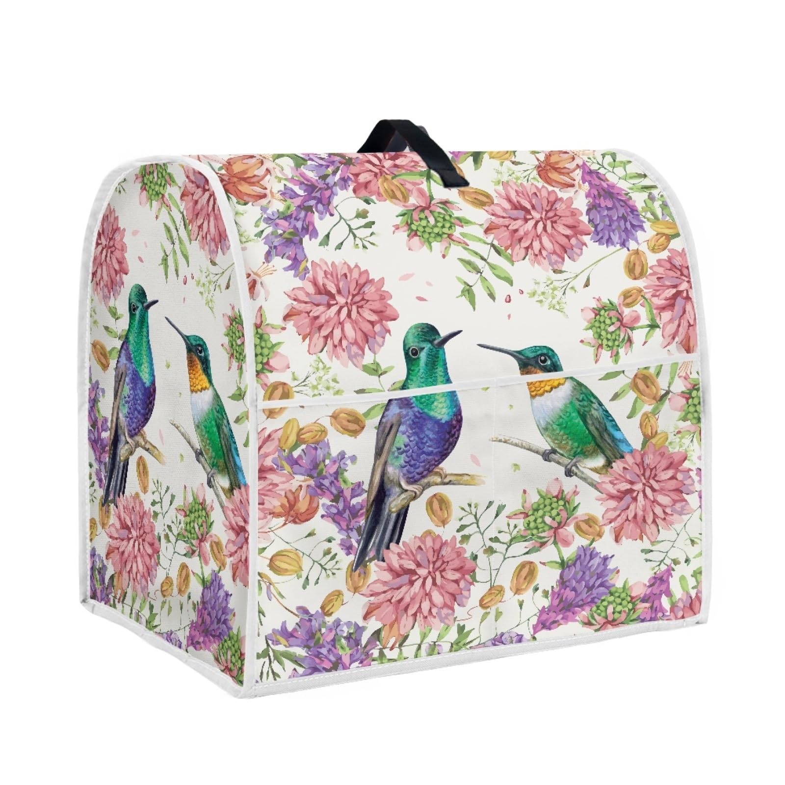 Coldinair Hummingbird Floral Print Mixer Covers for Kitchen Aid,Dust Cover with Pockets Compatible with 6-8 Quart Kitchen Aid Mixer,Great for Kitchen Decoration