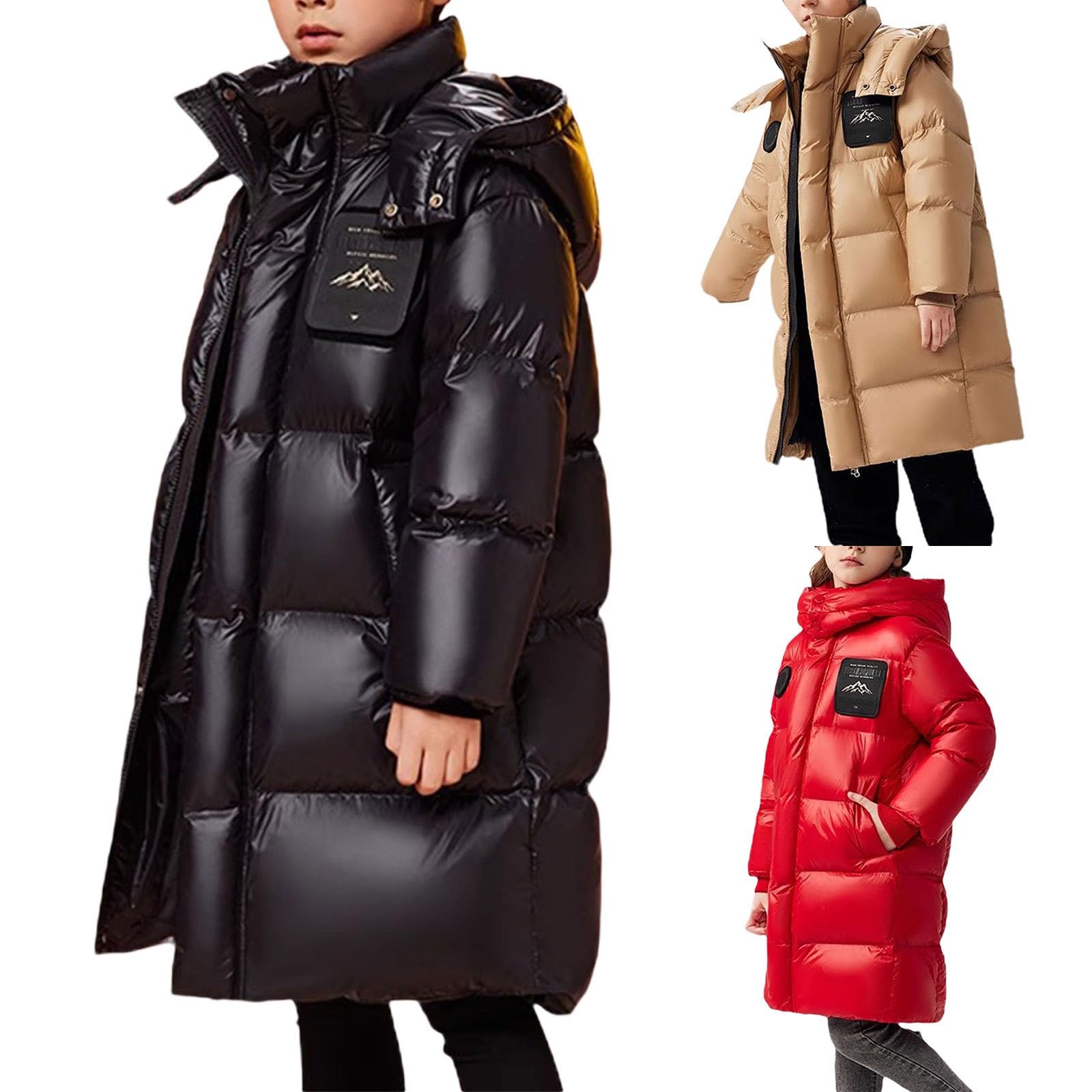 OBiQuzz Chaqueta acolchada para niños y niños: chaqueta de plumas cálida chaqueta de invierno ligera a prueba de viento, abrigo de invierno monocolor, chaqueta exterior con cremallera, abrigo clásico