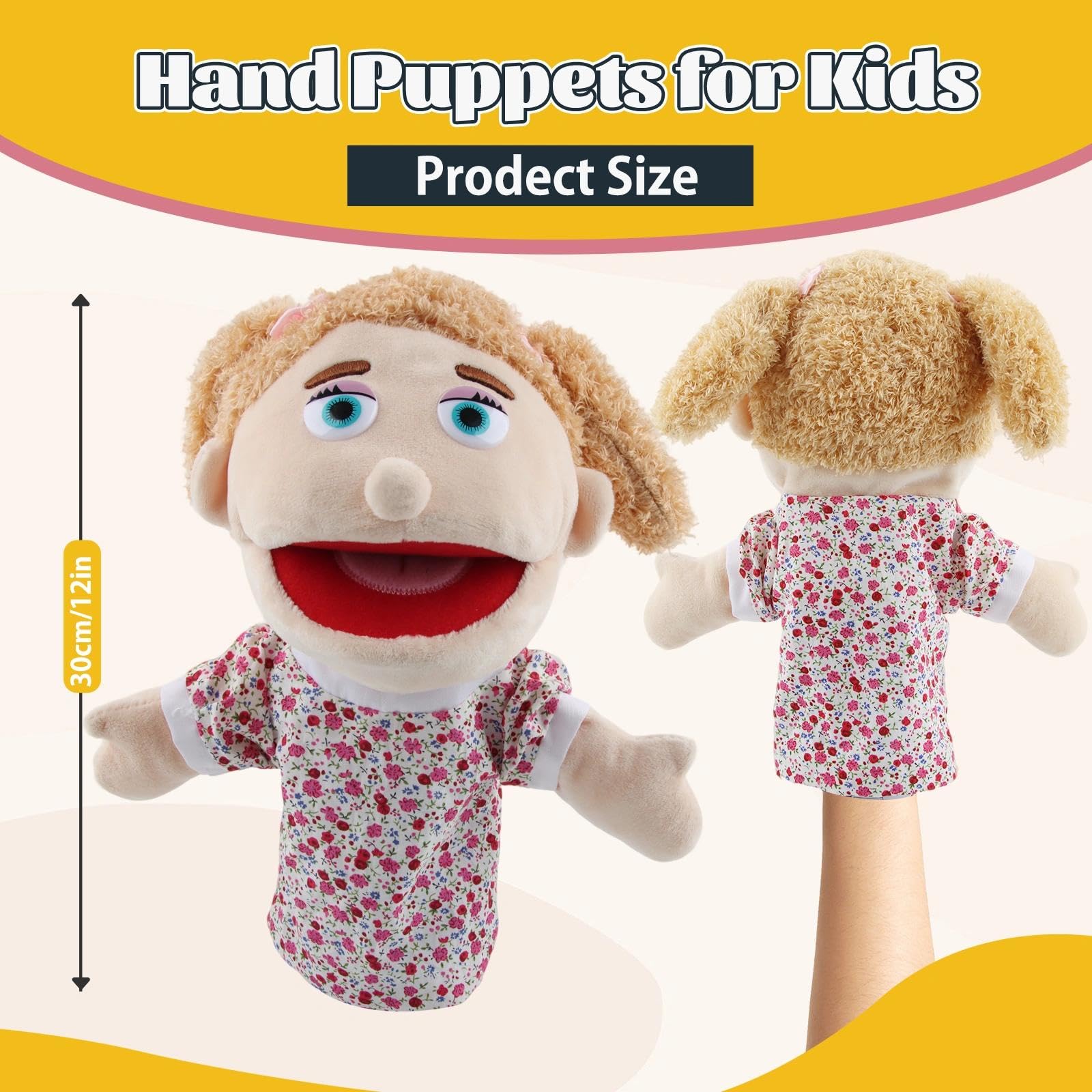 Marionette da Mano Muppet Show, Burattini da Mano, Teatrino Marionette di Peluche, Pupazzo di Peluche, Master of Puppets per Racconta Storie, Educazione, Giochi Interattivi (Figlia, 30cm)