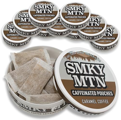 Miniatura 1 de Smokey Mountain Bolsas con cafeína, sabor a café, sin tabaco y sin nicotina, 10 latas, 15 bolsas por lata