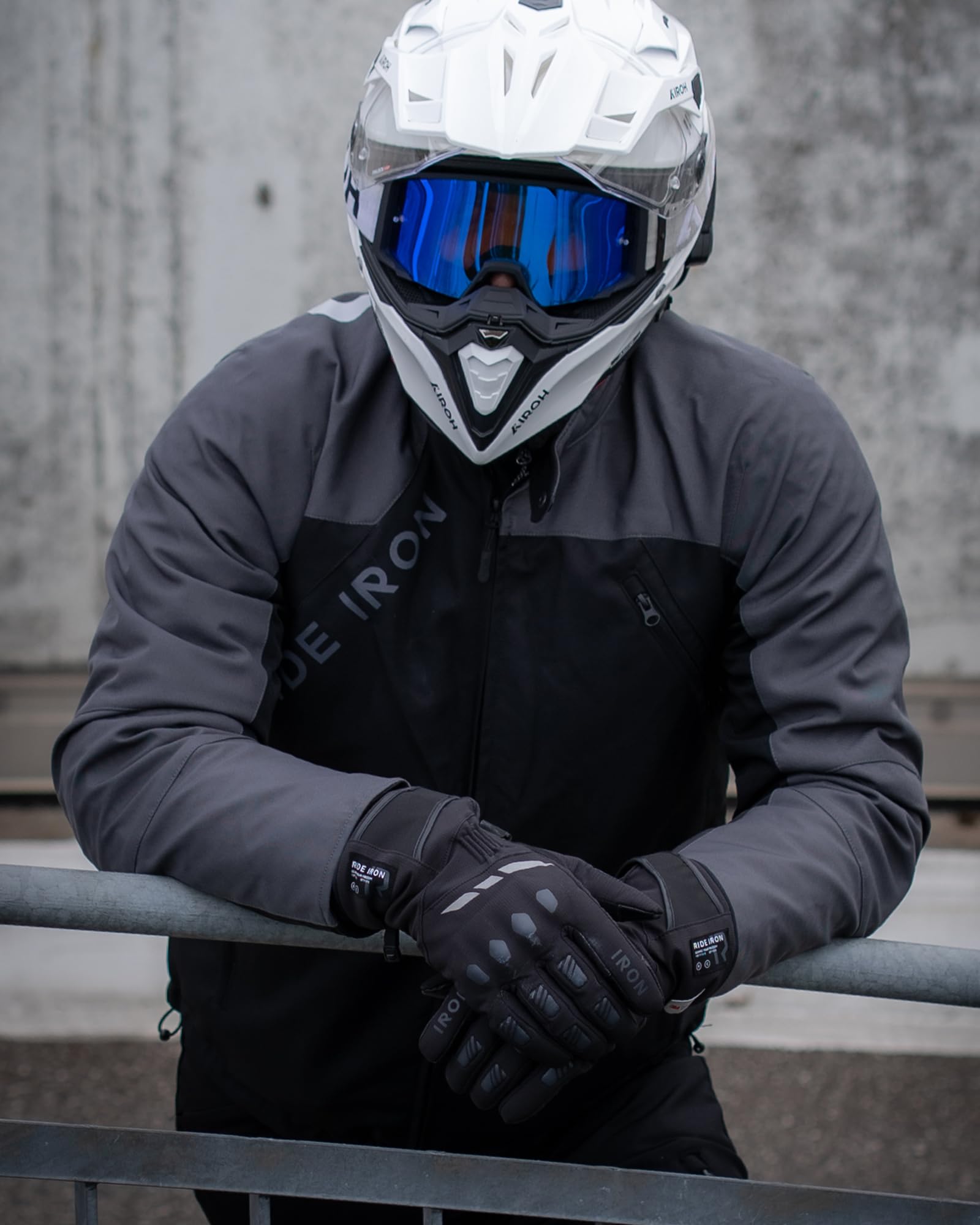 RIDEIRON Guantes Moto Invierno Hombre Mujer, Guantes de Moto Invierno Impermeables Cortaviento con 3M Thinsulate, Función Táctil y Protección de Nudillos, Guantes Antideslizantes Reflectantes