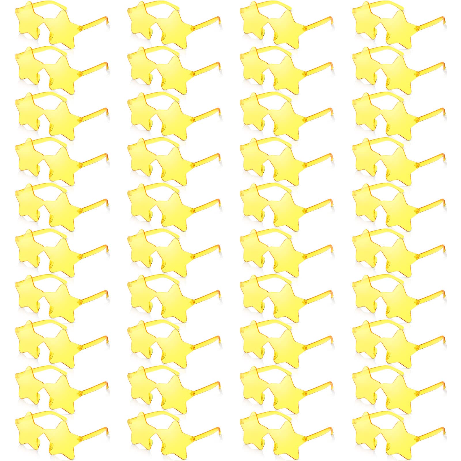 Fabbay100 Pairs Star Shaped Rimless Sunglasses Transparent Star Glasses Candy Color Star Pentagram Glasses for Adults Kids