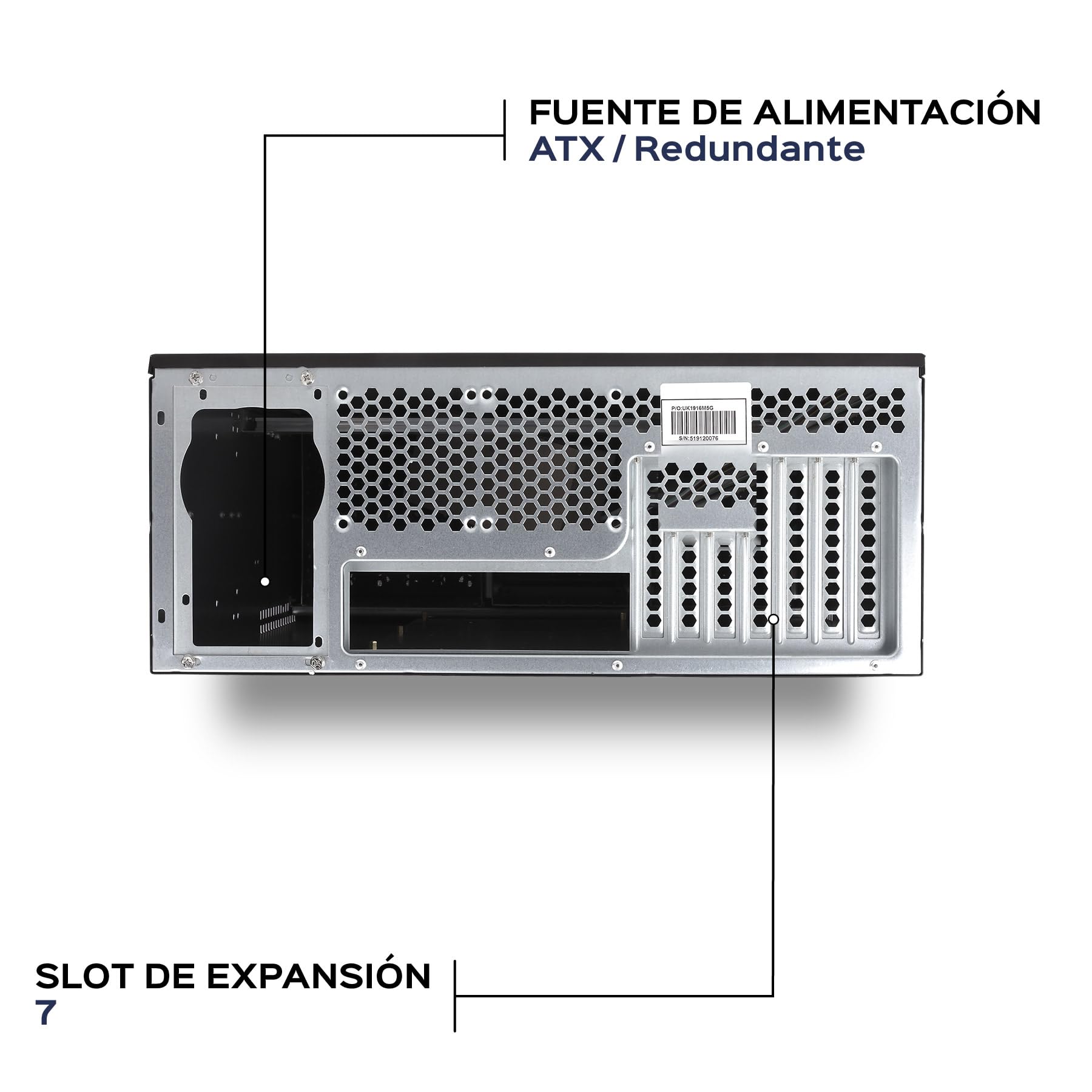 Unykach UK 4129 Caja Rack 19" 4U Negra sin Fuente