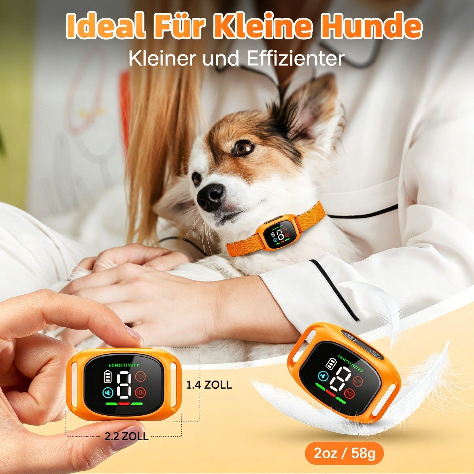 Haustierfreundliches Trainingshalsband - Antibellhalsband Für Hunde, Erziehungshilfe Anti-Bell Gerät Hunde Collar (Schwarz)
