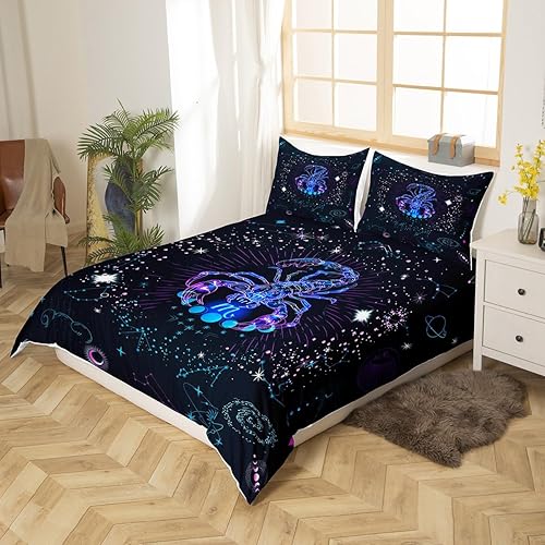Vista 74 de Erosebridal Aries - Sábana bajera ajustable tamaño matrimonial, sábanas psicodélicas celestiales, sábanas de galaxia trippy de doce constelaciones