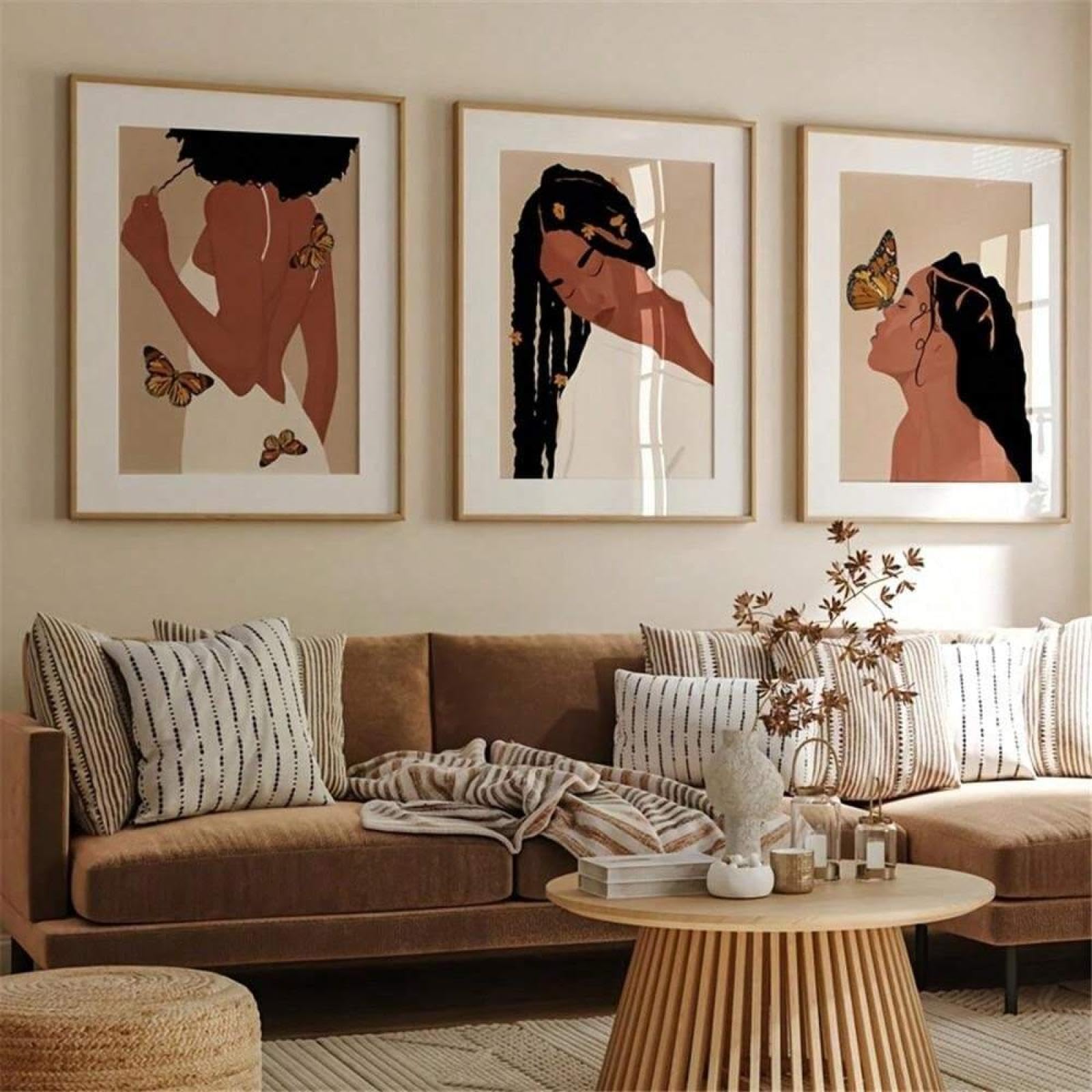 lianyibo 3 piezas de impresionante retrato de mujer con trenzas afro y cabello rizado lienzo para pared póster para decoración de pared del hogar dormitorio 60 x 90 cm marcos