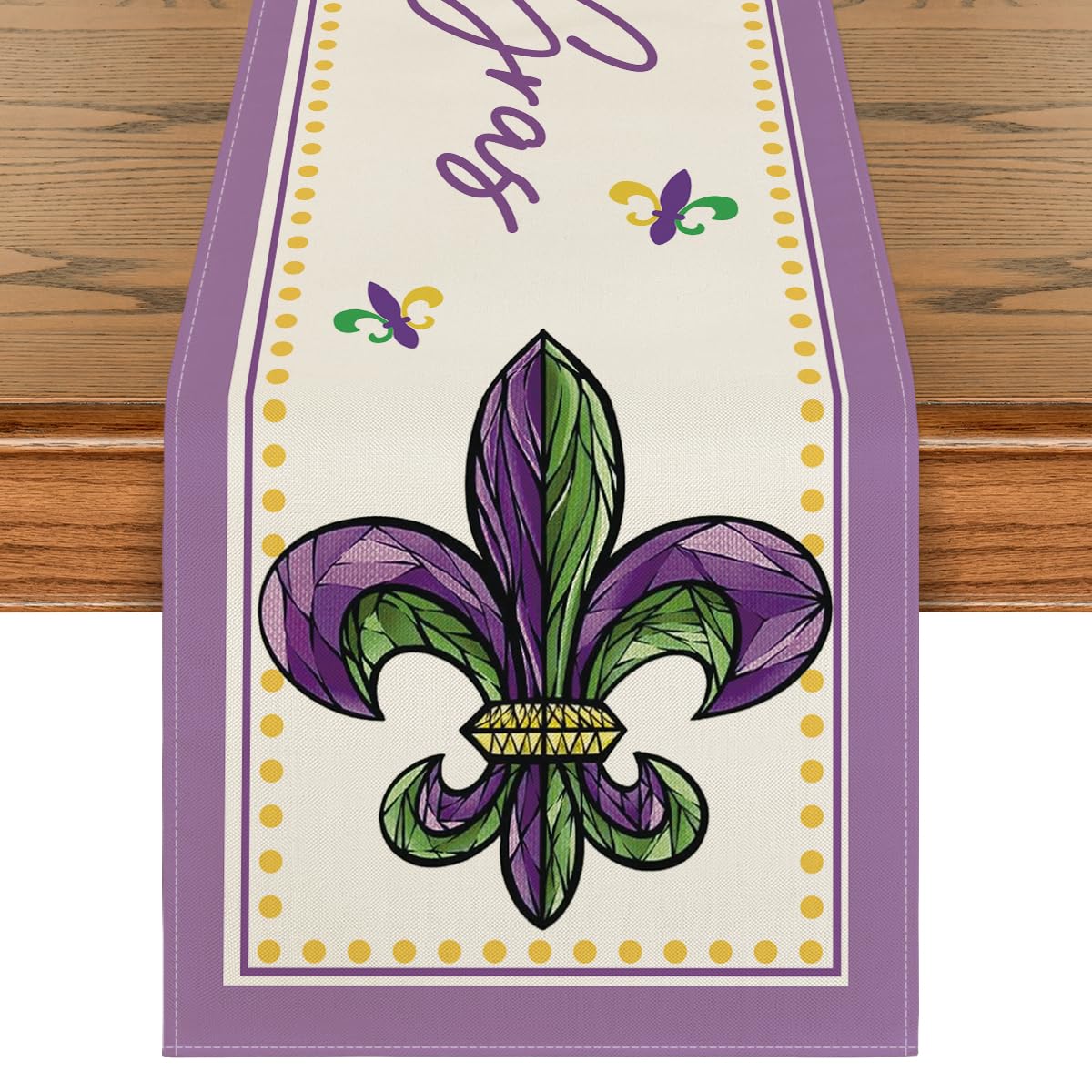 Photo 1 of Artoid Mode Iris Jewelry Mardi Gras Carnival Table Runner, Seasonal Holiday Kitchen Dining Table Decoration for Home Party Decor 13x72 Inch 13" x 72", Table Runner Purple