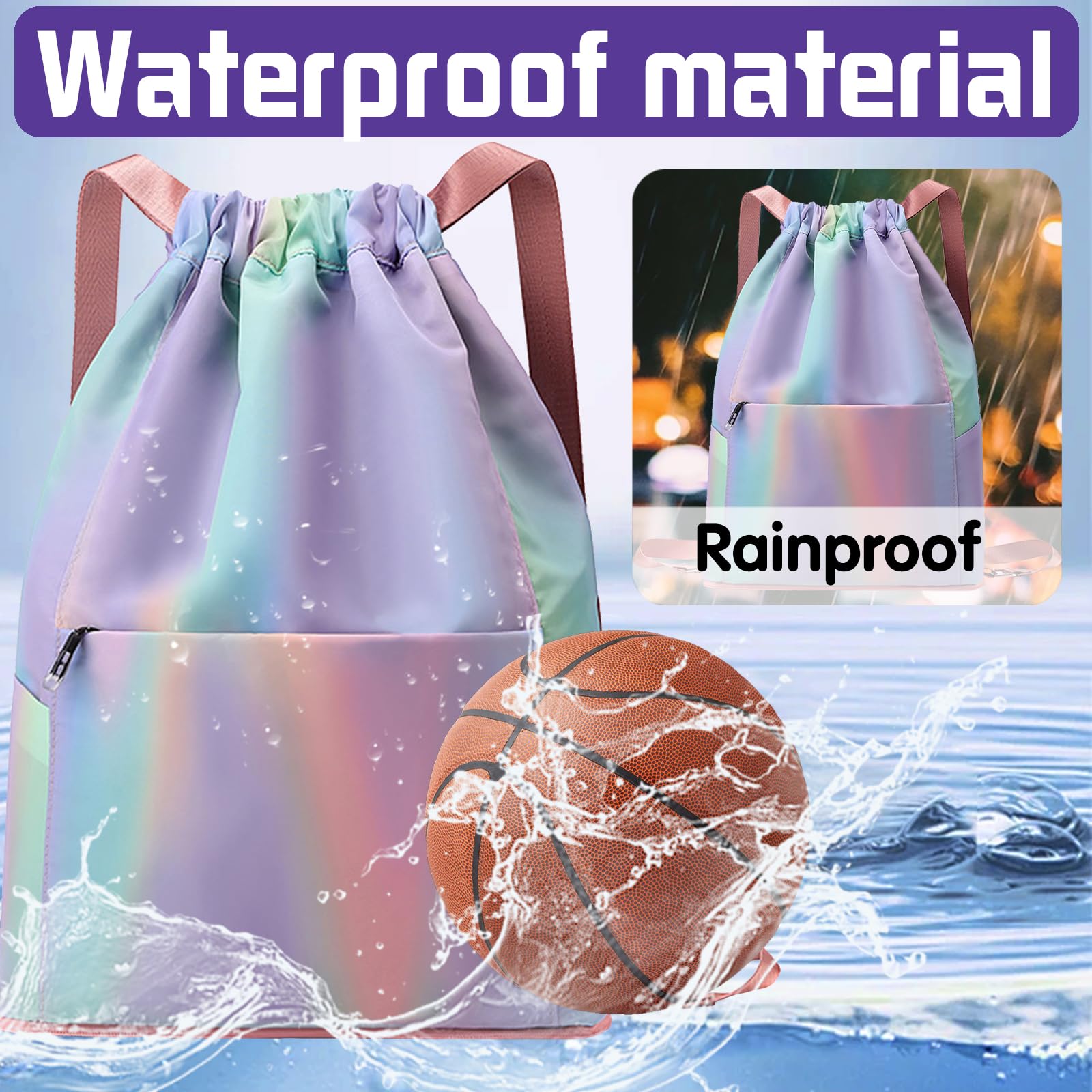 Niños Mochila de Fitness, Mochila Deportiva, Deportiva Impermeable Bolsa de Playa, Bolsa de Deporte, Mochila Cuerdas para Mujer Hombre, para Compras Deporte Viaje