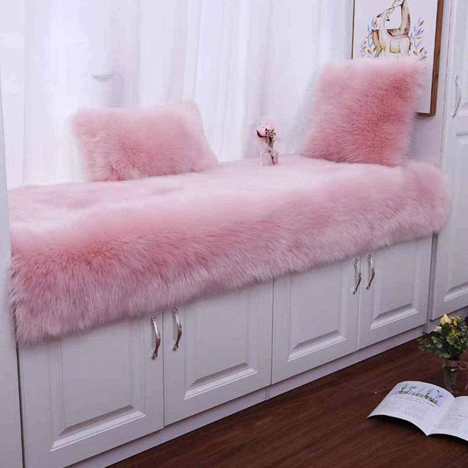 Tapis en Peau de Mouton Faux 60x200cm, Tapis Fourrure synthétique Douce, Fluffy Soft Longhair Décoratif Coussin de Chaise Canapé Natte, Chambre Chevet Tapis