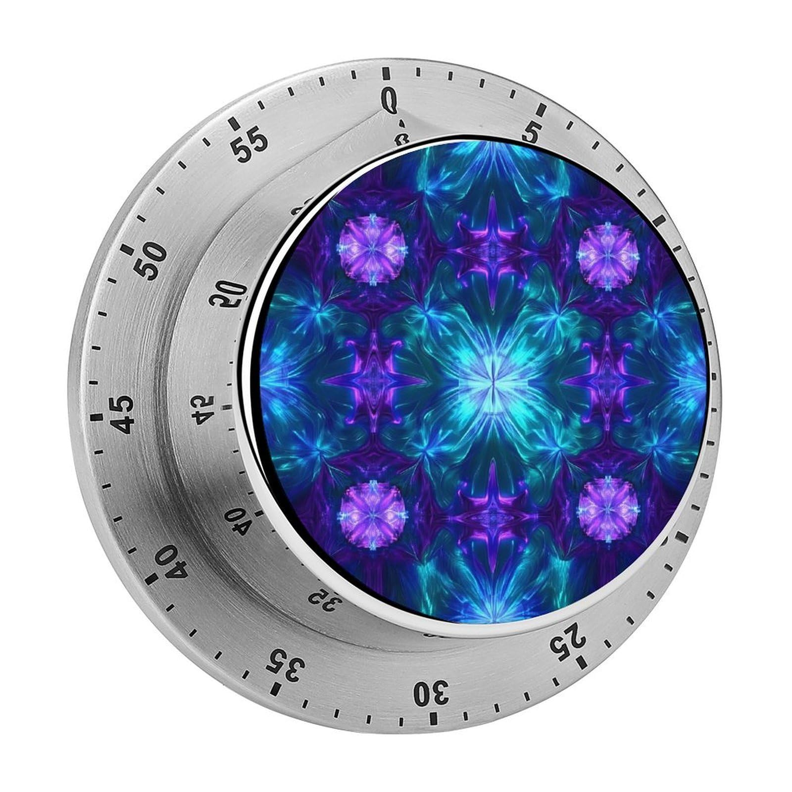 Kaleidoscopic Psychedelic Crystal Mechanical Timer with Alarm for Kitchen Cooking Productivity Stainless Steel Timers