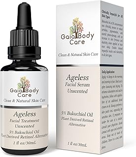 Gaia Body Care 5% Bakuchiol Oil Organic - Anti Aging, Anti Wrinkle, Reduces Fine Lines, Smooths Skin, Hydrates - Botanical Vegan - Natural Retinol Alternative Facial Oil (1oz, Unscented)
