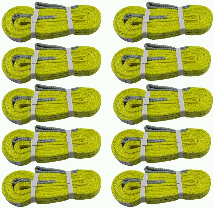 10 Pack 1" x 9FT Lift Sling Straps, Flat Eye Lift Sling 3100LBS Capacity Lifting Straps, Heavy Duty Polyester Tree Saver Web Sling Recovery Strap for Rigging, Moving, Towing, Hoisting Gear