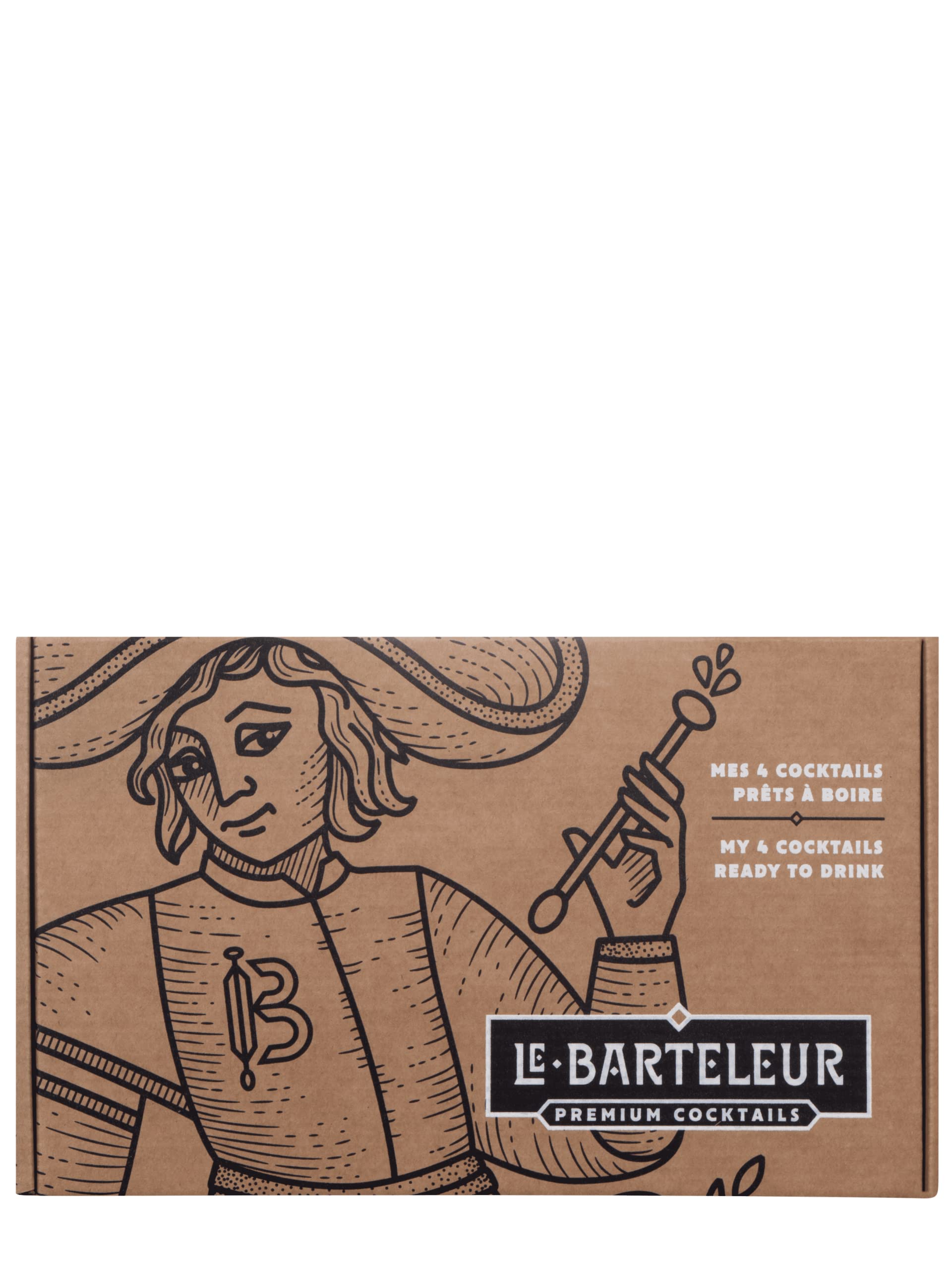 LE BARTELEUR - Coffret 4 x 10cl - Cocktail prémixé - Hanky Panky/Negroni/Mai Tai/Manhattan - Origine : France - 25,9% Alcool moyen - Prêt à boire - 4 x 10 cl