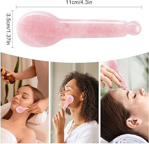 Miniatura 2 de Herramientas de masaje de raspado de Gua Sha de cuarzo rosa,Masaje Varita Acupuntura Terapia Stick Point Tratamiento