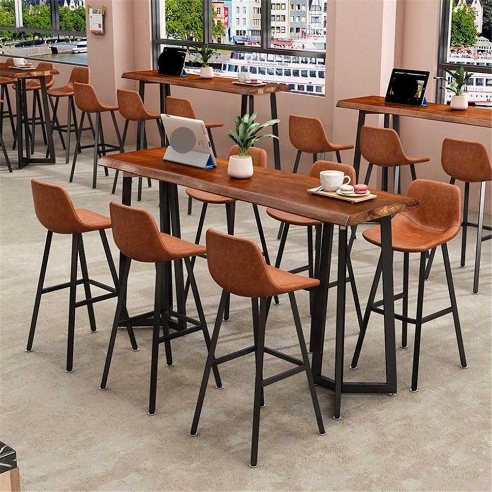 Table de Bar Table de Bar rectangulaire Haute en Bois avec Cadre métal for Cuisine, Salle à Manger et Salon(140 * 45 * 105cm)