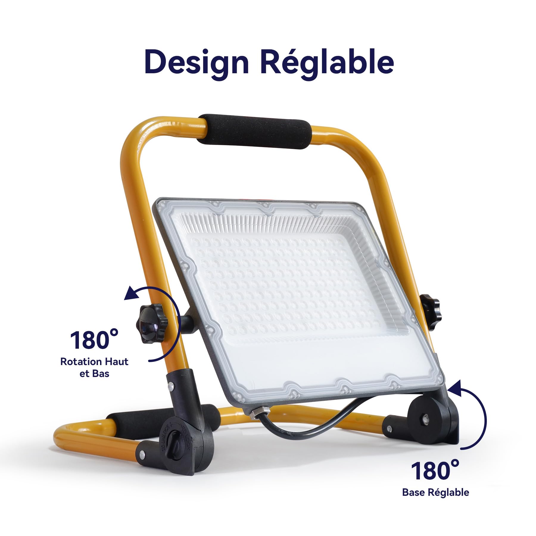 Projecteur LED Chantier 100W avec Interrupteur- Éclairage de Chantier Puissant et Étanche IP66, 6500K 15000 Lumens avec Prise Schuko et Cordon de 4M, Idéal pour Travaux Intérieurs et Extérieurs