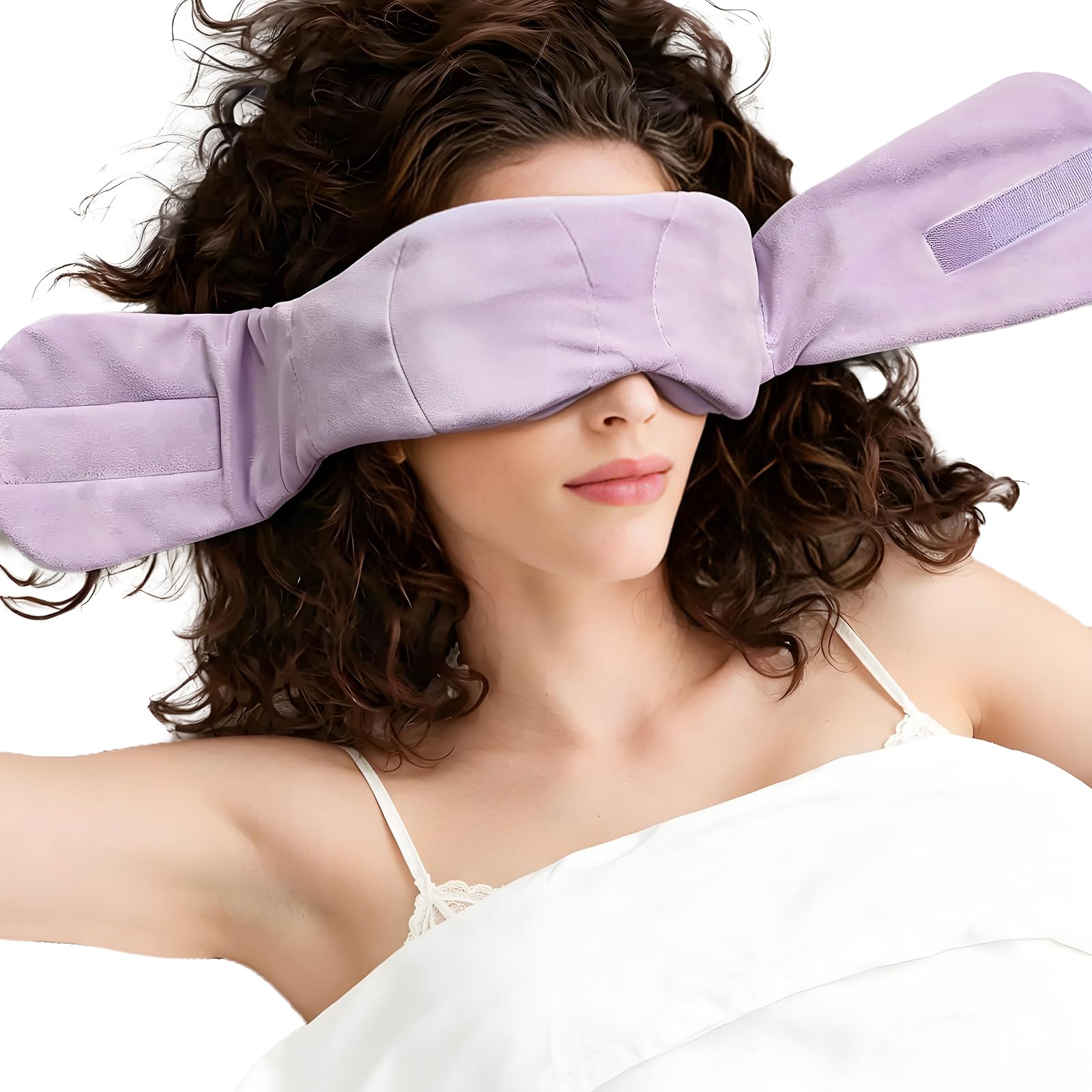 Mascherina per gli occhi ponderata per dormire, con perline di vetro 3D, con terapia del caldo e del freddo, ampio cuscino oscurante per gli occhi, avvolgimento incrociato(Viola)