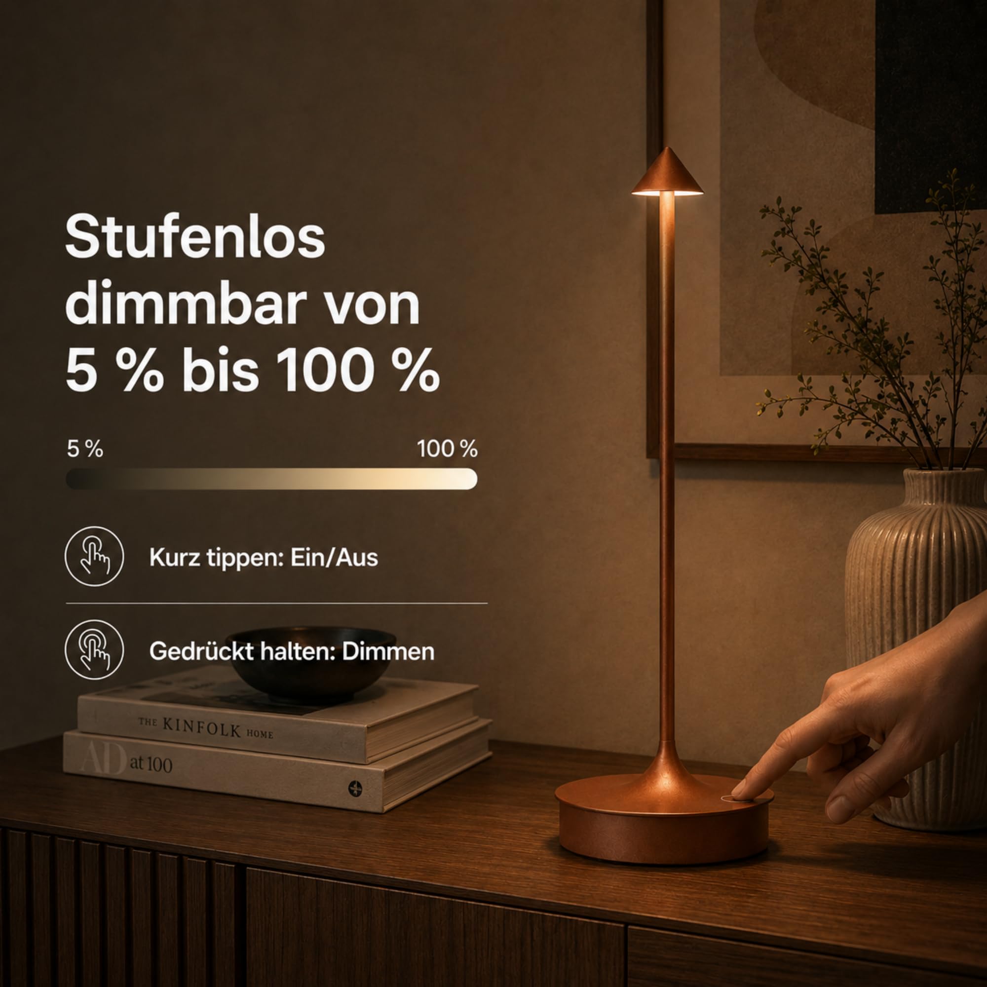 Leomix Lámpara de mesa LED inalámbrica, recargable, 4000 mAh, táctil, regulable, IP54, resistente al agua, para restaurante, bar, jardín, balcón, mesa de comedor