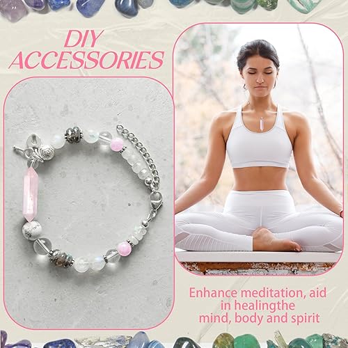 Miniatura 3 de Juego de 50 varitas de cristales curativos, piedras pulidas pulidas a granel, reiki puntiagudas naturales hexagonales y puntiagudas, equilibrio de