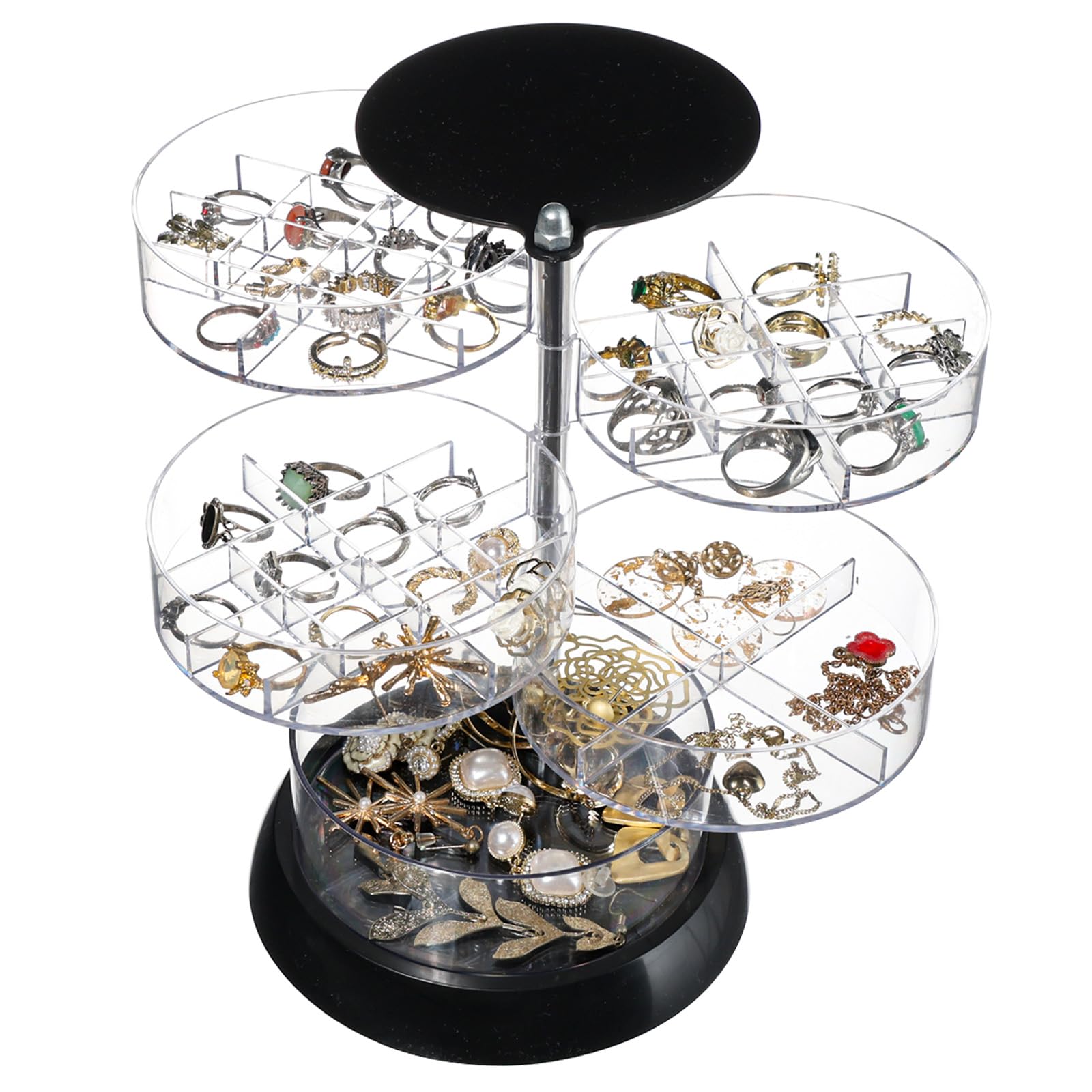 Clear 360 Degree Rotating Acrylic Jewelry Organizer for Dresser Small Travel Earring Storage Box and Earring Organizers Case