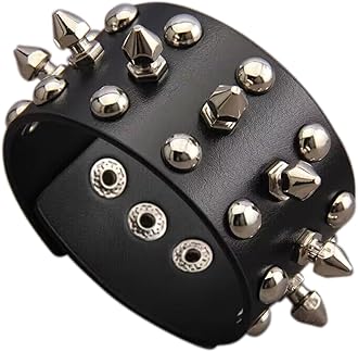 GelConnie Leather Cuff Bracelet Punk Braided Bracelets Rock Leather Wristbands Faux Mens Leather Bracelet Gothic Viking Bangle Adjustable Wrap Bracelet for Women, Men