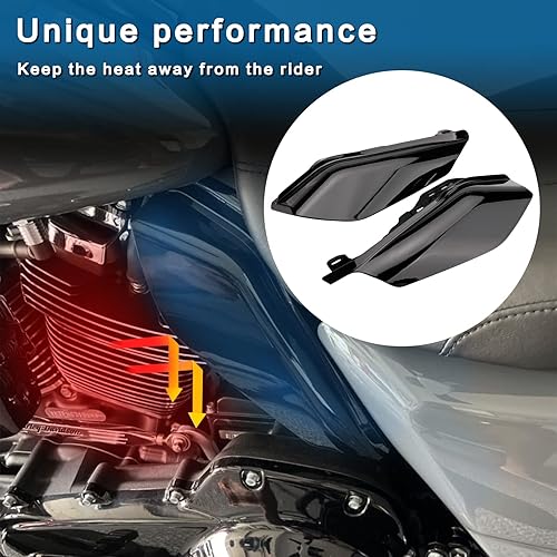 Miniatura 3 de Deflectores de aire de marco medio, cubiertas de protección contra calor, color negro brillante, compatible con Harley Touring Street Glide Road
