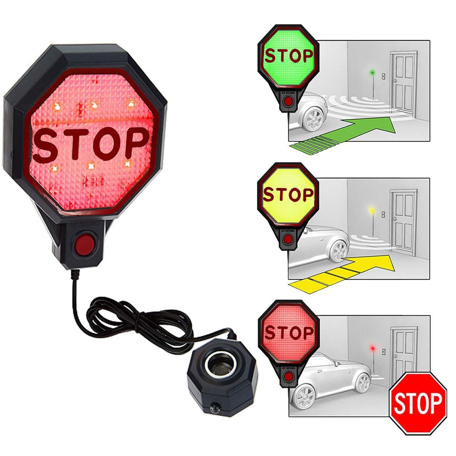 Acouto Segnale di Stop Regolabile con Sensore di Parcheggio per Garage a LED per Auto, Camion, SUV, Veicoli, Assistente di Parcheggio, Display in Rosso, Giallo, Verde, Segnale di Stop