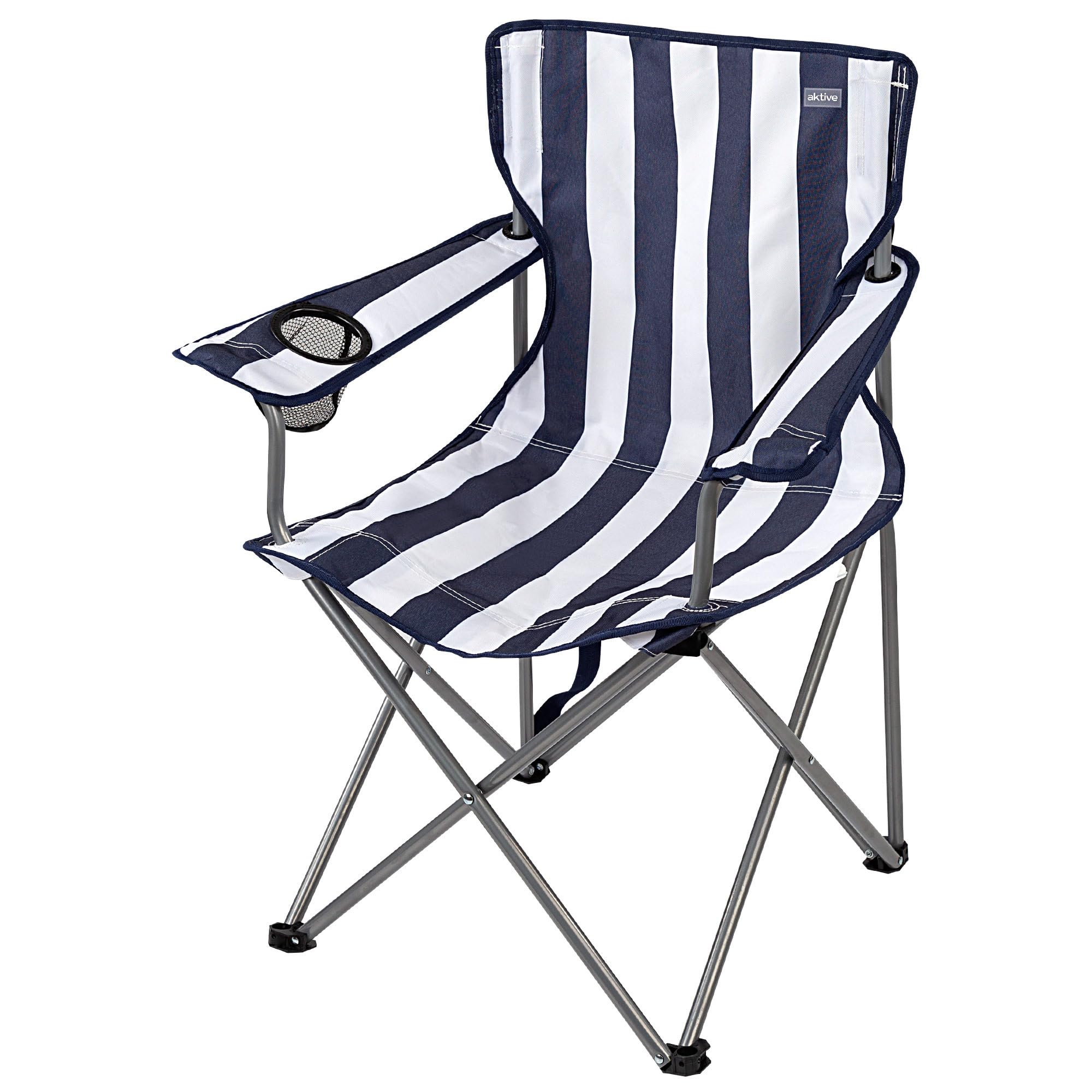 Aktive 62637 - Silla plegable de camping | Sillas camping plegables de acero, respaldo transpirable | Medidas 64,​5x49,​5x82 cm | Peso máx 110 kg | Sillas camping