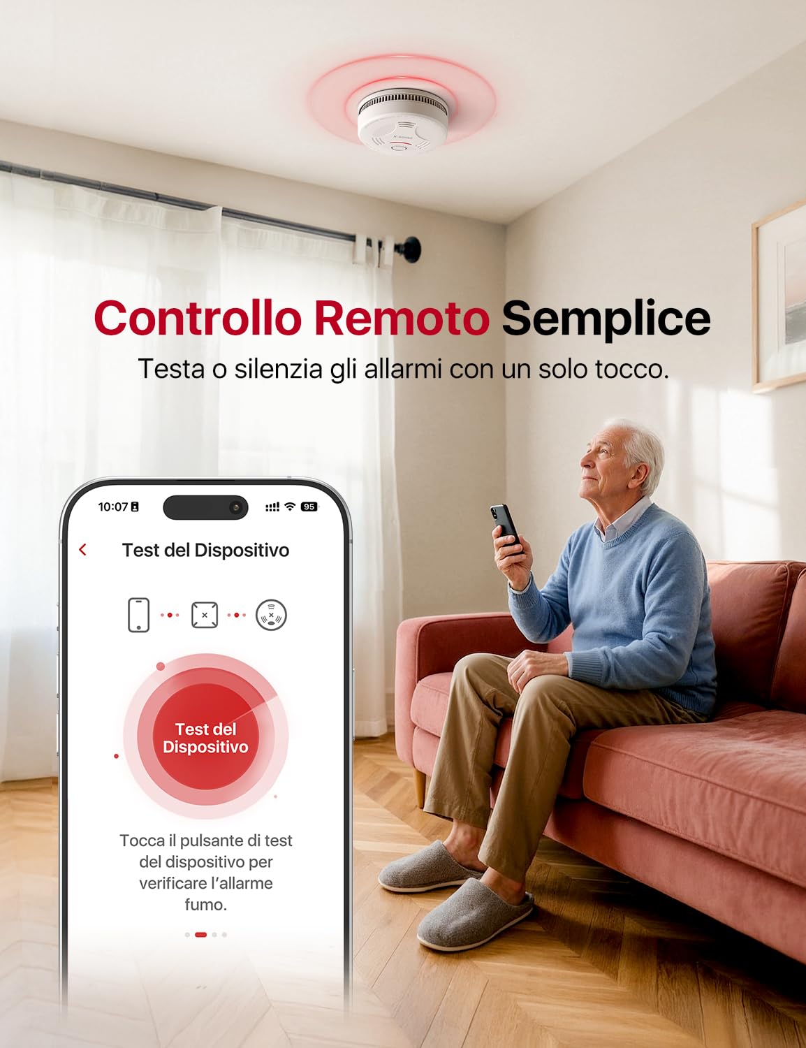 X-Sense Rilevatore di fumo collegato con stazione SBS50, allarme antincendio wireless interconnesso, sistema di sicurezza domestica, compatibile con App X-Sense, SD11-MR31