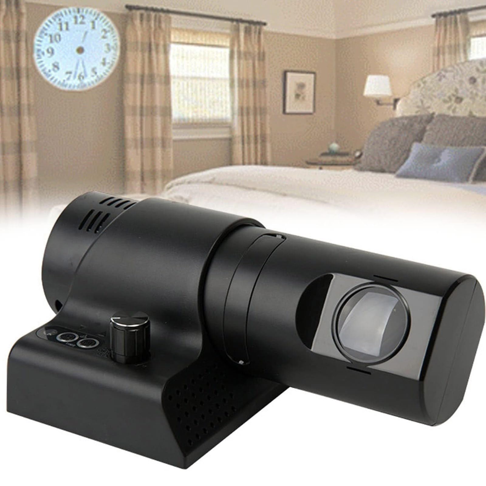 Reloj de proyección analógica LED con control remoto y diapositivas coloridas, números conmutables para dormitorio, sala de estar, reloj de gestión de tiempo