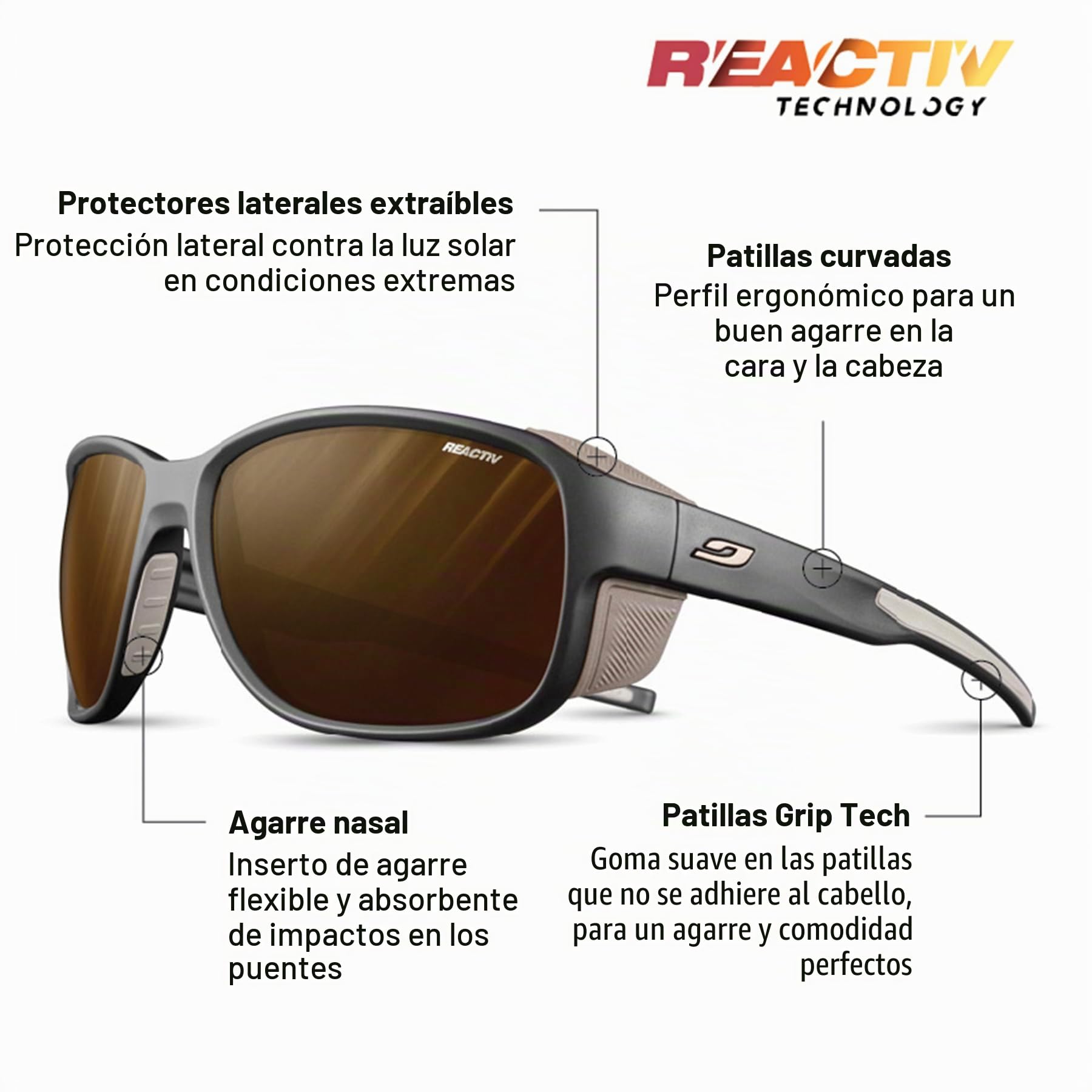 Julbo MONTEROSA 2 Gafas DE Sol, Negro/MARRÓN, Talla única Unisex Adulto