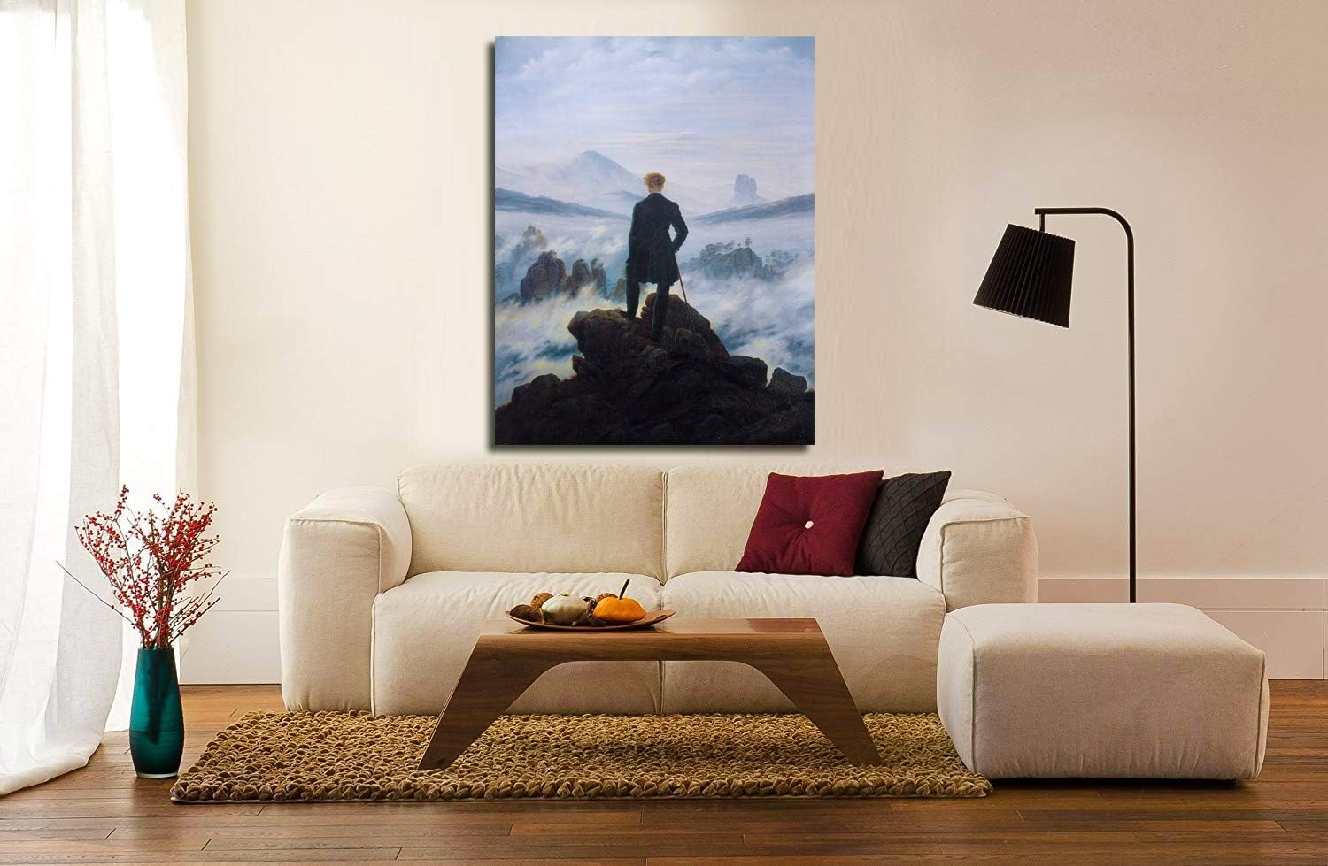 Grafic Quadro Viandante sul mare di nebbia Caspar David Friedrich - Wanderer on the sea of ​​fog - stampa su tela canvas con o senza telaio (QUADRO CON TELAIO IN LEGNO, CM 118X150)