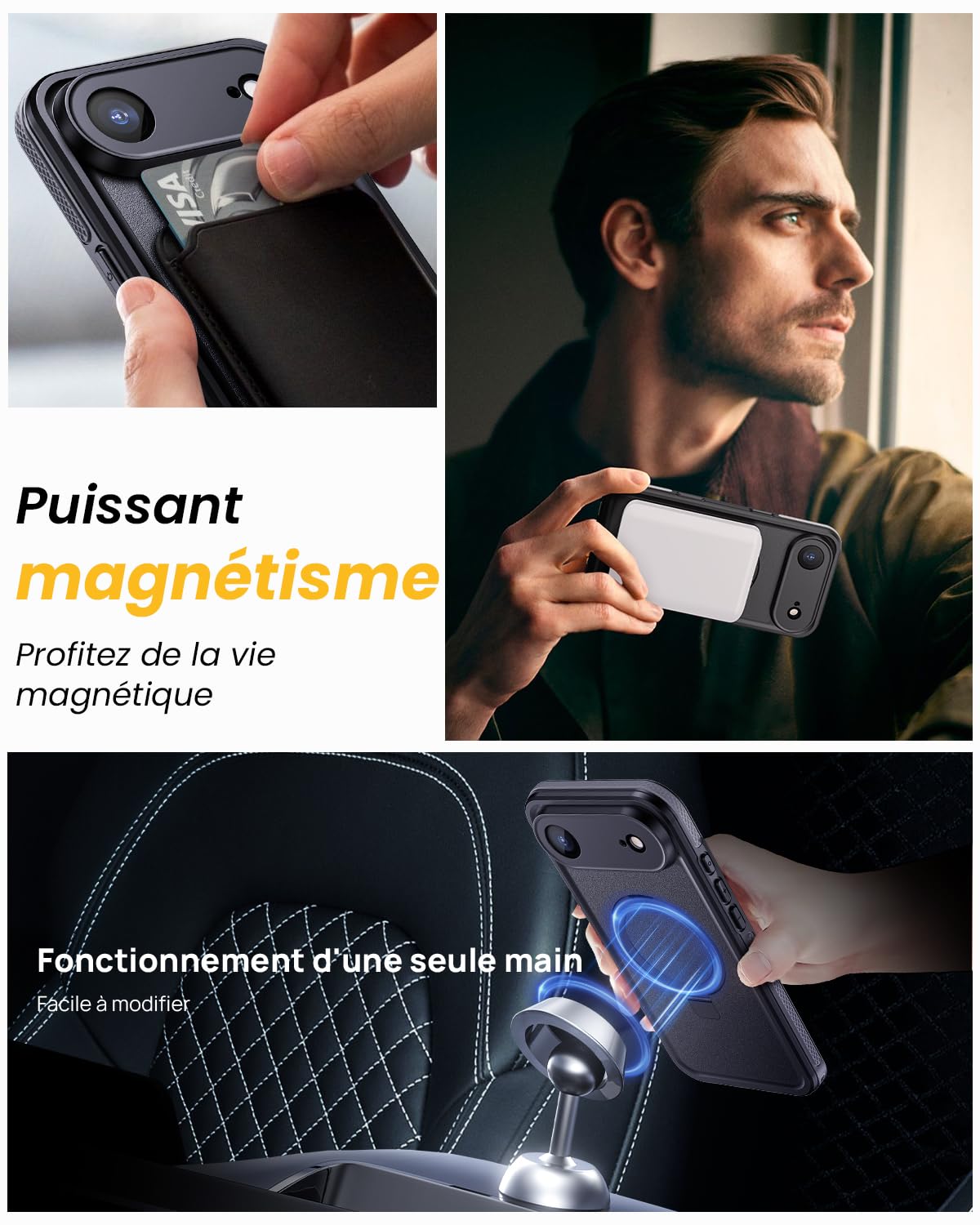 Lanhiem Coque pour iPhone 17 Air Étanche Antichoc avec Support Intégrale | Noir,IP68 Waterproof,Magnétique,Double Renforcé,360 Protection Écran+Caméra,Antipoussière,Avant et Arrière Housses,Chantier