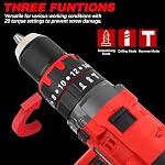 Cordless Drill Compatible with Milwaukee 18V Batteries 1/2” Metal Self Lock Chuck 2 Variable Speed 20+3 Position Cordless Brushless Drill/Driver (NO Battery)