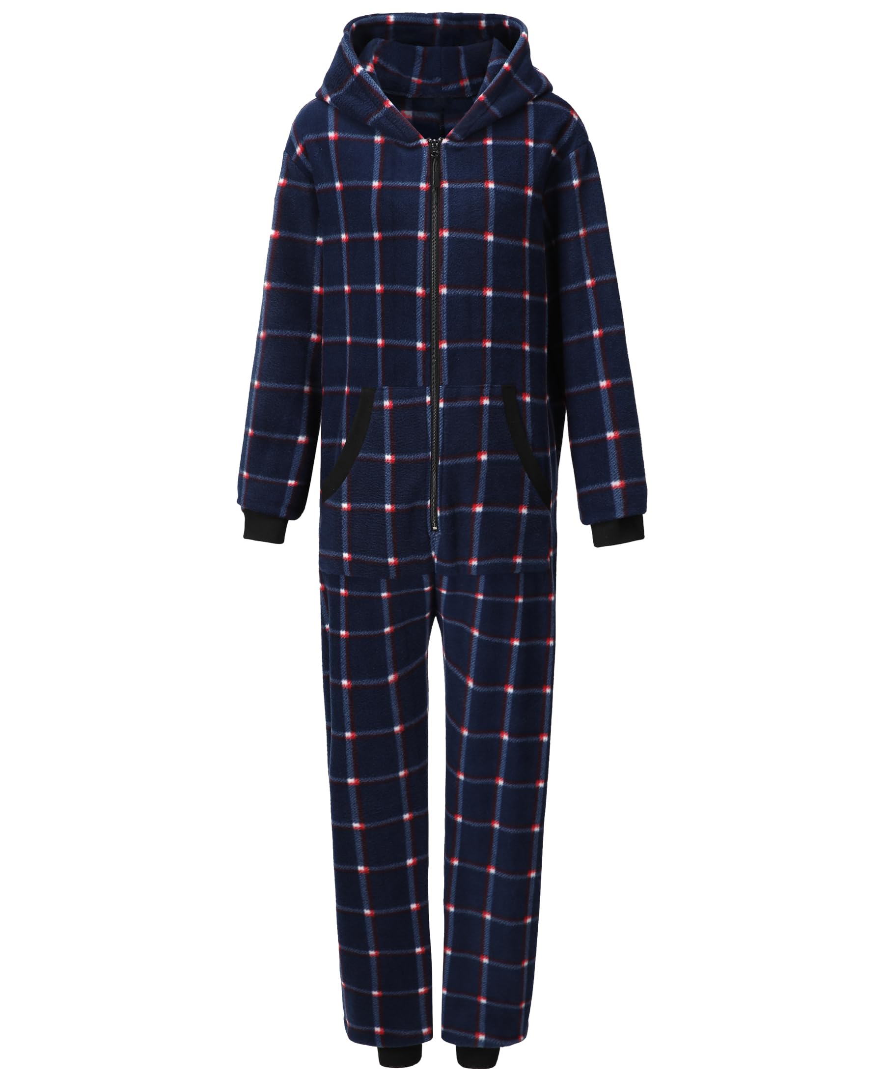 Adult Check Onesie Pajamas Comfy Christmas Jumpsuit Zipper Sleepwear Family Matching loungewear for Women Men-image-41