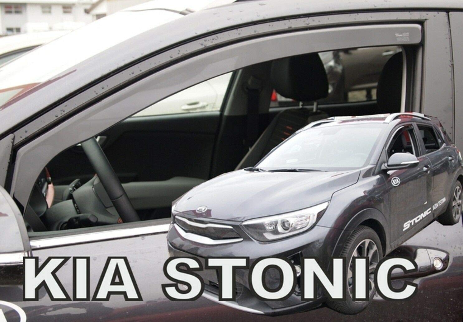 J&J AUTOMOTIVE Deflettori d'Aria per Kia Stonic dal 2017, Set da 2 Pezzi, Nero fumé Oscurato Heko