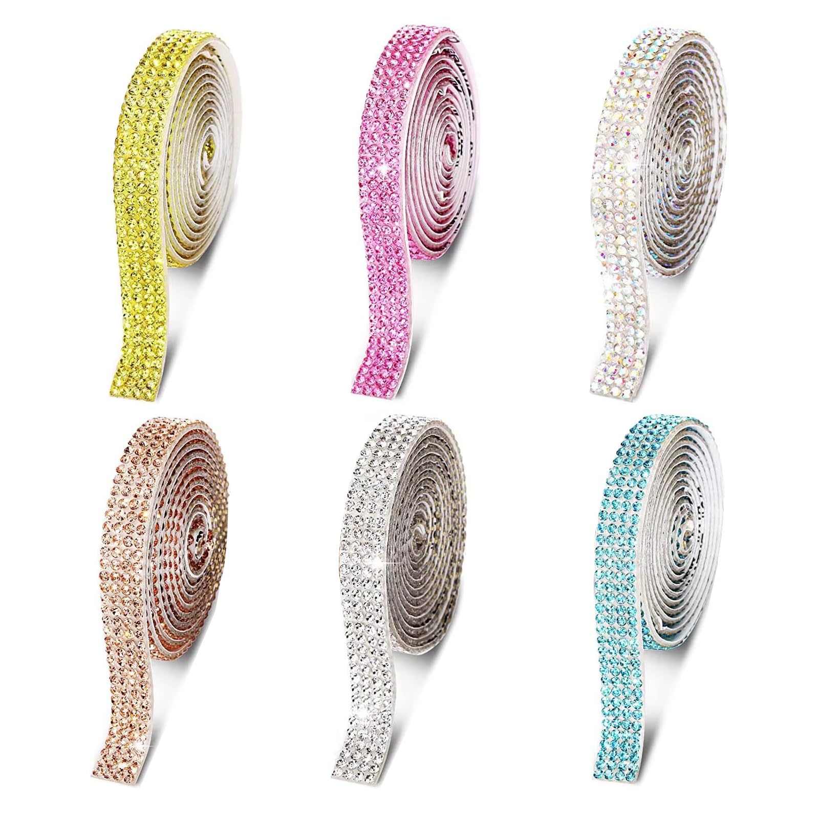QUARKZMAN Cristallo Strass Nastro Rotolo 5 File 4 Iarde Autoadesive Strisce Cristallo Strass Adesivi per Arti Artigianato Matrimonio Compleanni Decorazioni Verde Chiaro