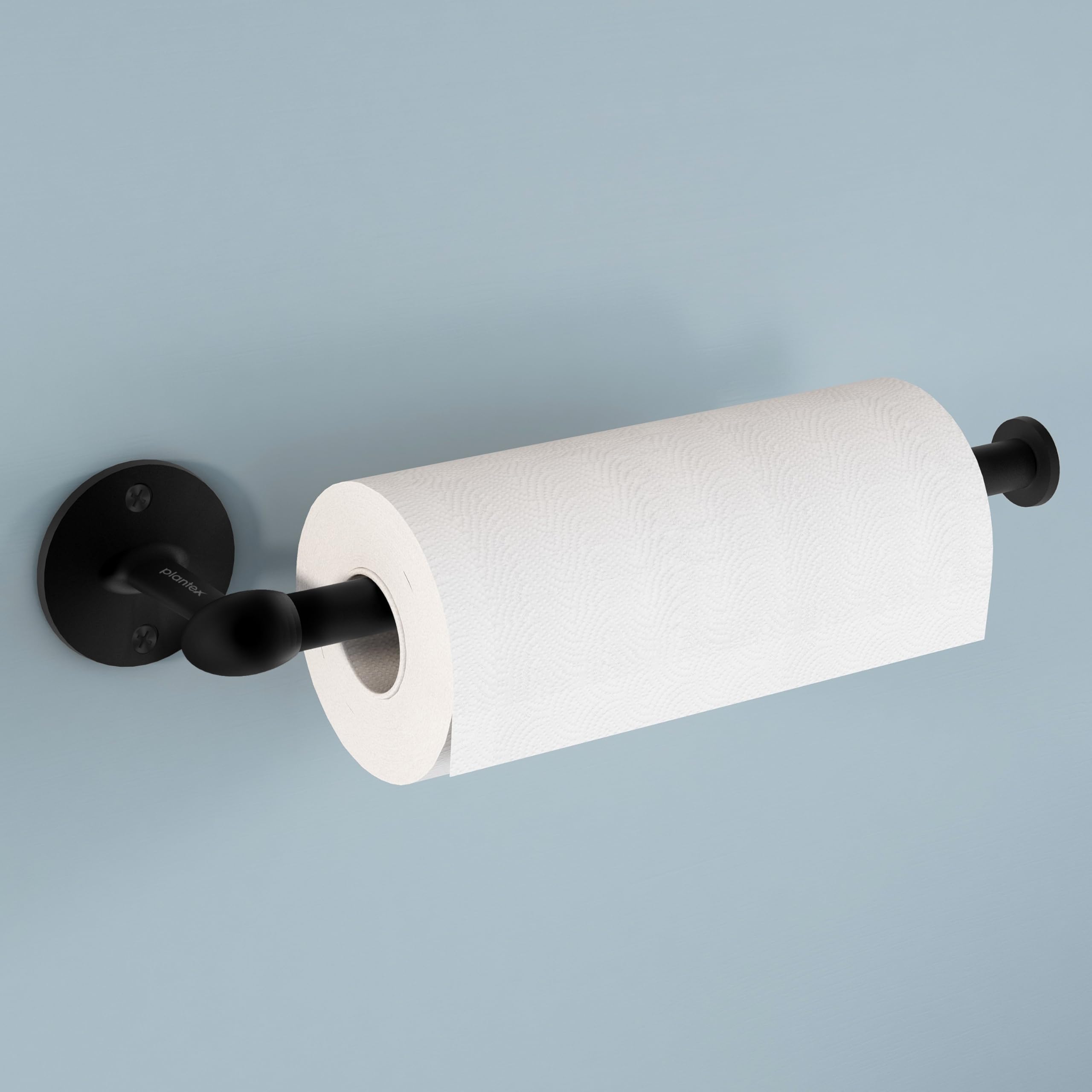 Plantex Stainless Steel Paper Holder/Kitchen Tissue Paper Roll Holder/Wall Mount Towel Stand/Kitchen Accessories - Pack of 1 (Black)