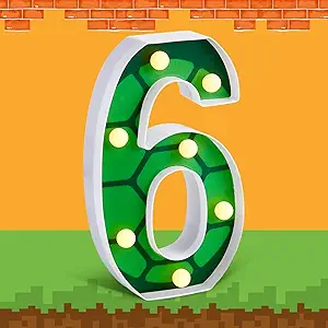 LED Number Lights Cartoon Themed Birthday Decorations LED Light Up Number Centerpieces Table Decoration for Party Supplies Backdrop Wall Decor for Birthday Party Decorations (Number 6)