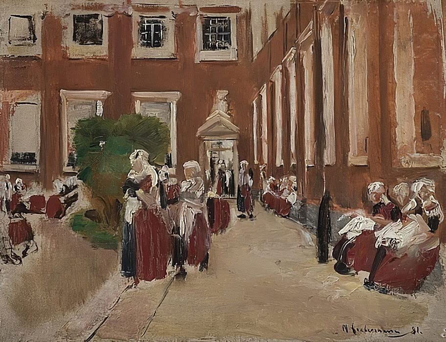Tableau Cour de l'Orphelinat d'Amsterdam Liebermann Poster pour Inspirer votre Déco